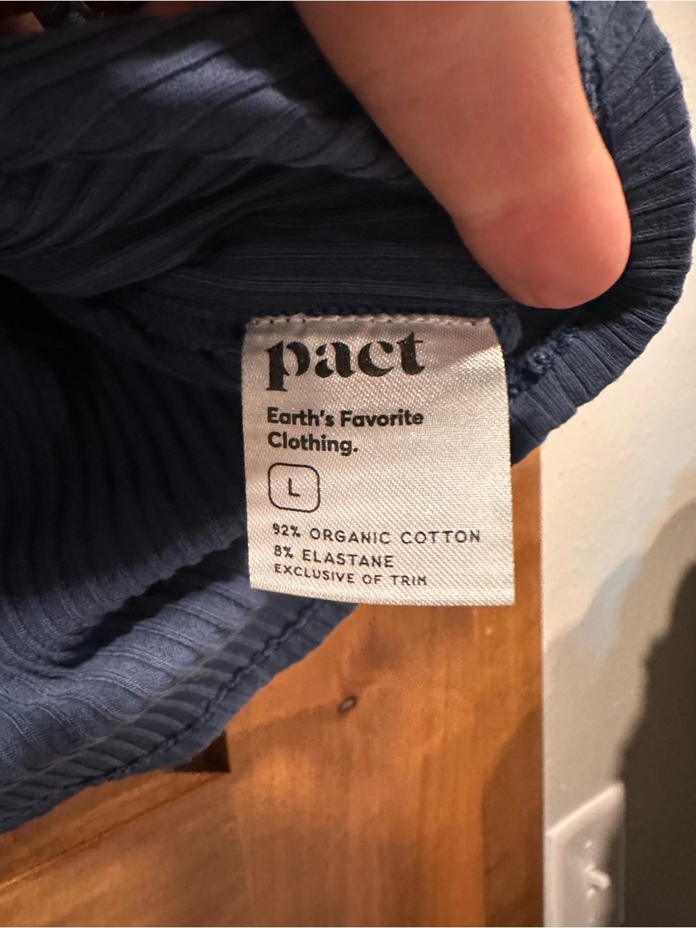PACT Ribbed Square Neck Tank Top L Blue - Picture 3 of 4